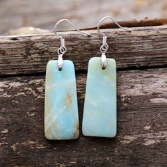 Boho Earrings, Dangle Earrings, Maya Blue Amazonite