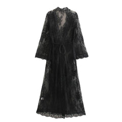 Boho Robe, Lace Gown Robe, Sexy Lingerie Robes, Sofia Robe in Black