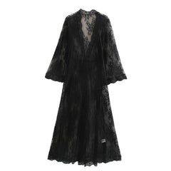 Boho Robe, Lace Gown Robe, Sexy Lingerie Robes, Sofia Robe in Black
