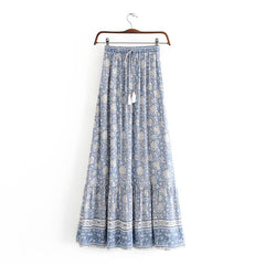 Boho Skirt, Hippie Skirts, Maxi Skirt, Wild Flower Blue Sky