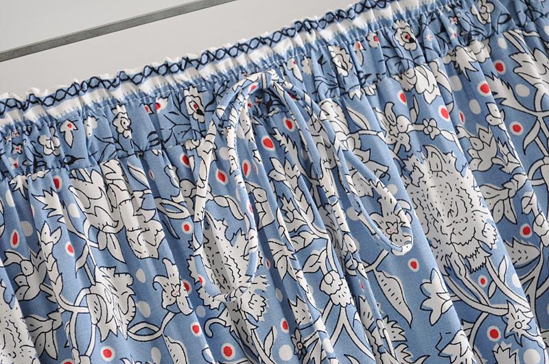 Boho Skirt, Hippie Skirts, Maxi Skirt, Wild Flower Blue Sky