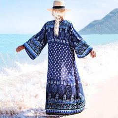 Boho Robe, Beach Cover up, Beach Robe,  Navy Paisley