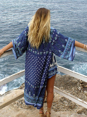 Boho Robe, Beach Cover up, Beach Robe,  Navy Paisley