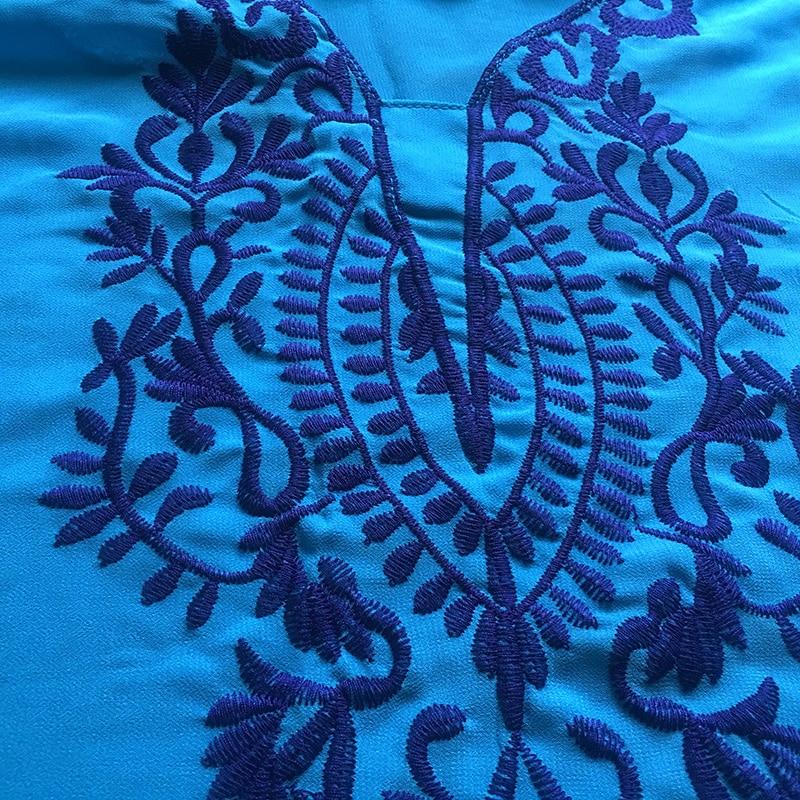 Maxi Boho Dress, Beach Dress, Embroidered Dress, Poppy in Blue and White