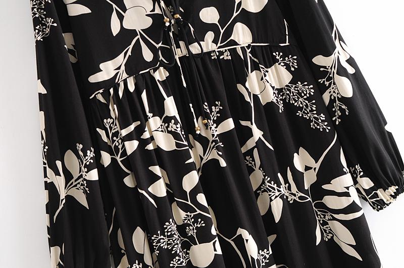 Gown Dress, Boho Maxi Dress, Loose Dress, Black Leaf