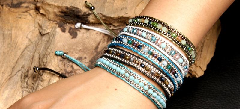 Boho Bracelet, Crystal Wrap Bracelet