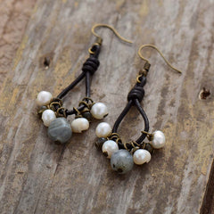 Boho Earrings, Dangle Earrings, Black Bohemian Peal