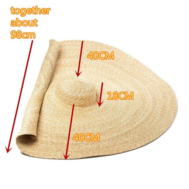 Boho Hat, Sun Hat, Beach Hat, Extra Large Wide Brim Straw Hat (45 cm)