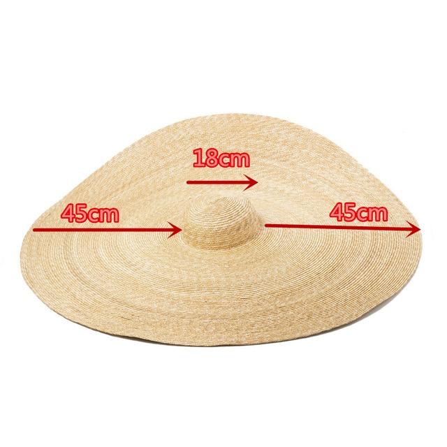 Boho Hat, Sun Hat, Beach Hat, Extra Large Wide Brim Straw Hat (45 cm)