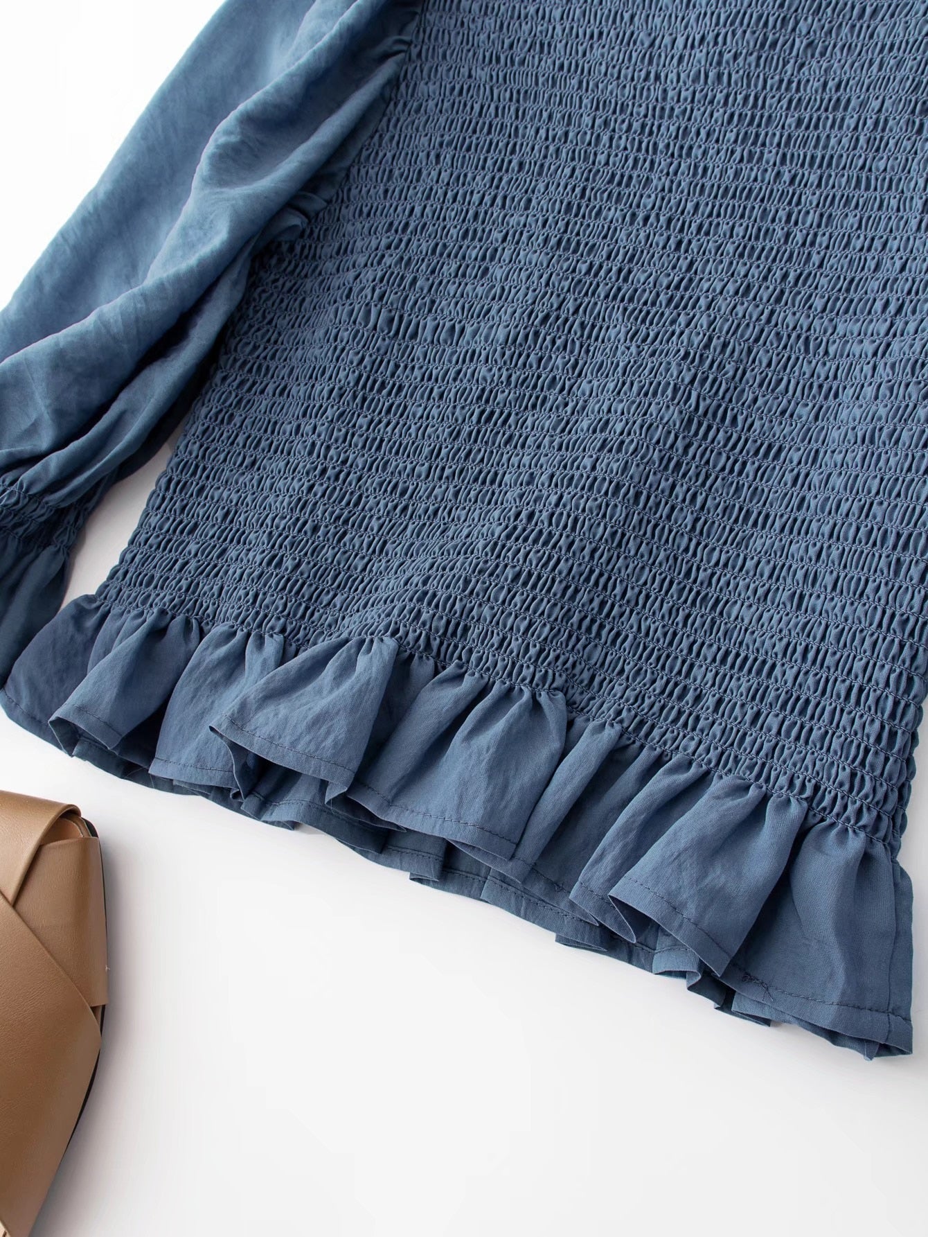 Boho Two Piece Set, Smocked Top and Mini Skirt, Blue Aegean Lorelei