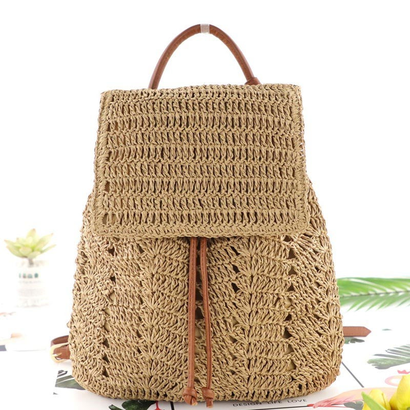 Boho Bag, Woven Rope Straw Bag,Yellow Backpack, Briege and Bag Beach Bag