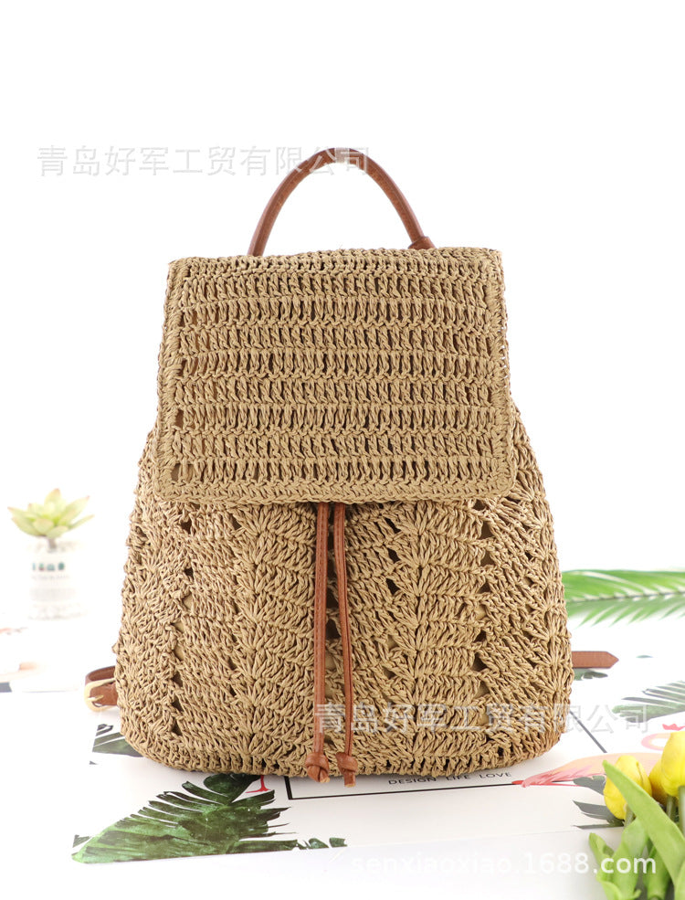 Boho Bag, Woven Rope Straw Bag,Yellow Backpack, Briege and Bag Beach Bag