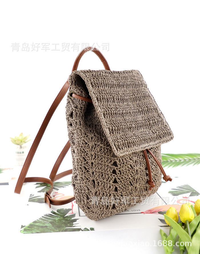 Boho Bag, Woven Rope Straw Bag,Yellow Backpack, Briege and Bag Beach Bag