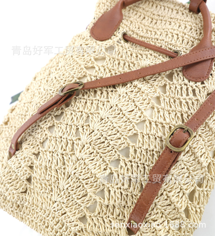Boho Bag, Woven Rope Straw Bag,Yellow Backpack, Briege and Bag Beach Bag
