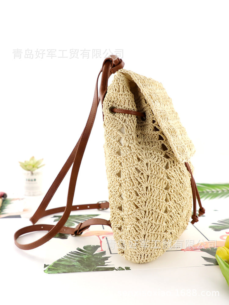 Boho Bag, Woven Rope Straw Bag,Yellow Backpack, Briege and Bag Beach Bag