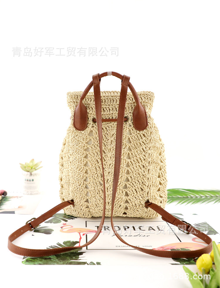 Boho Bag, Woven Rope Straw Bag,Yellow Backpack, Briege and Bag Beach Bag