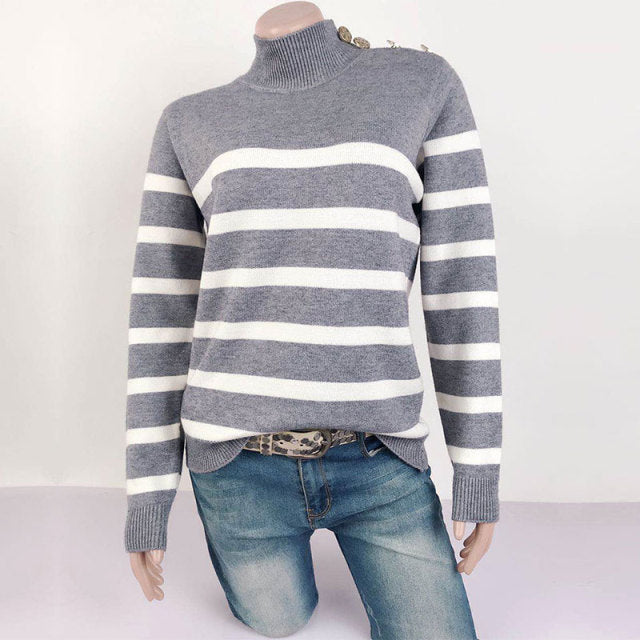 Boho Sweater, Retro Knit Cardigan, Blue Navy Stripe