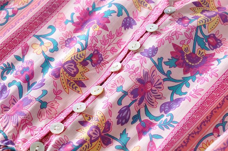 Boho Maxi Dress, Sundress, Wild Floral in Pink