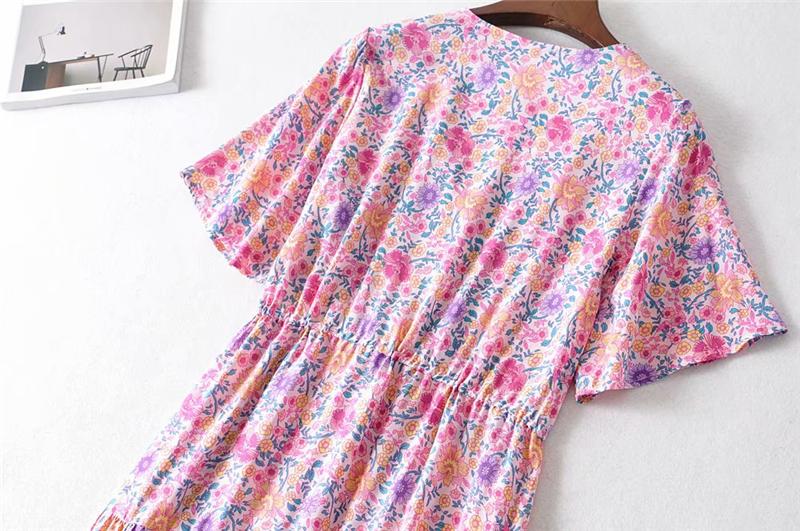 Boho Maxi Dress, Sundress, Wild Floral in Pink