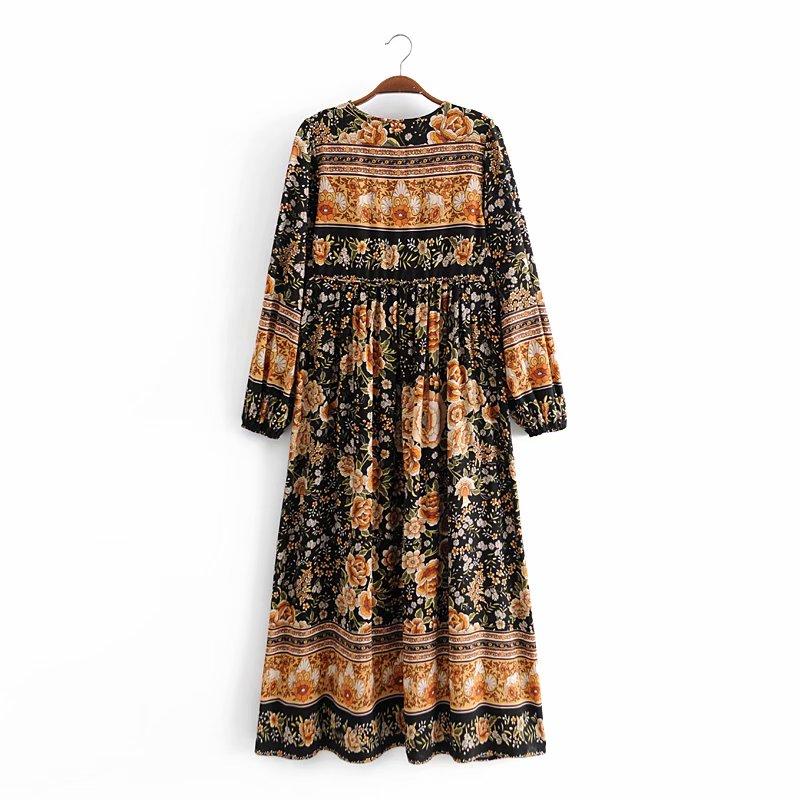 Gown Dress, Boho Maxi Dress, Loose Dress, Black Winter Rosy