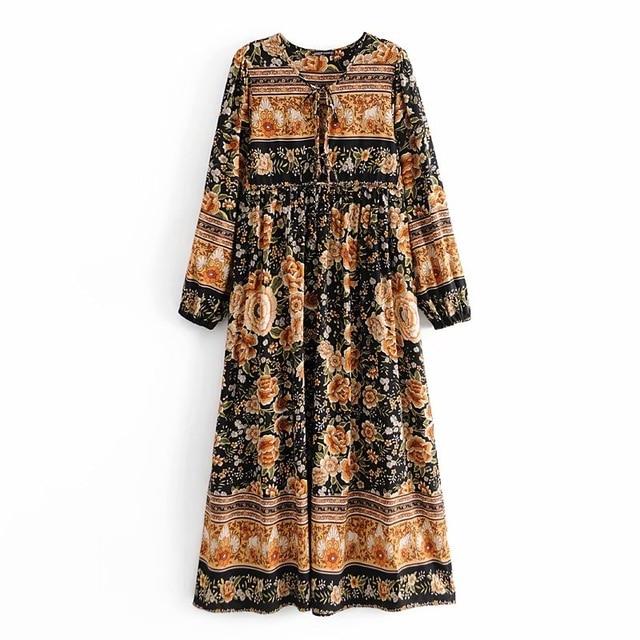 Gown Dress, Boho Maxi Dress, Loose Dress, Black Winter Rosy