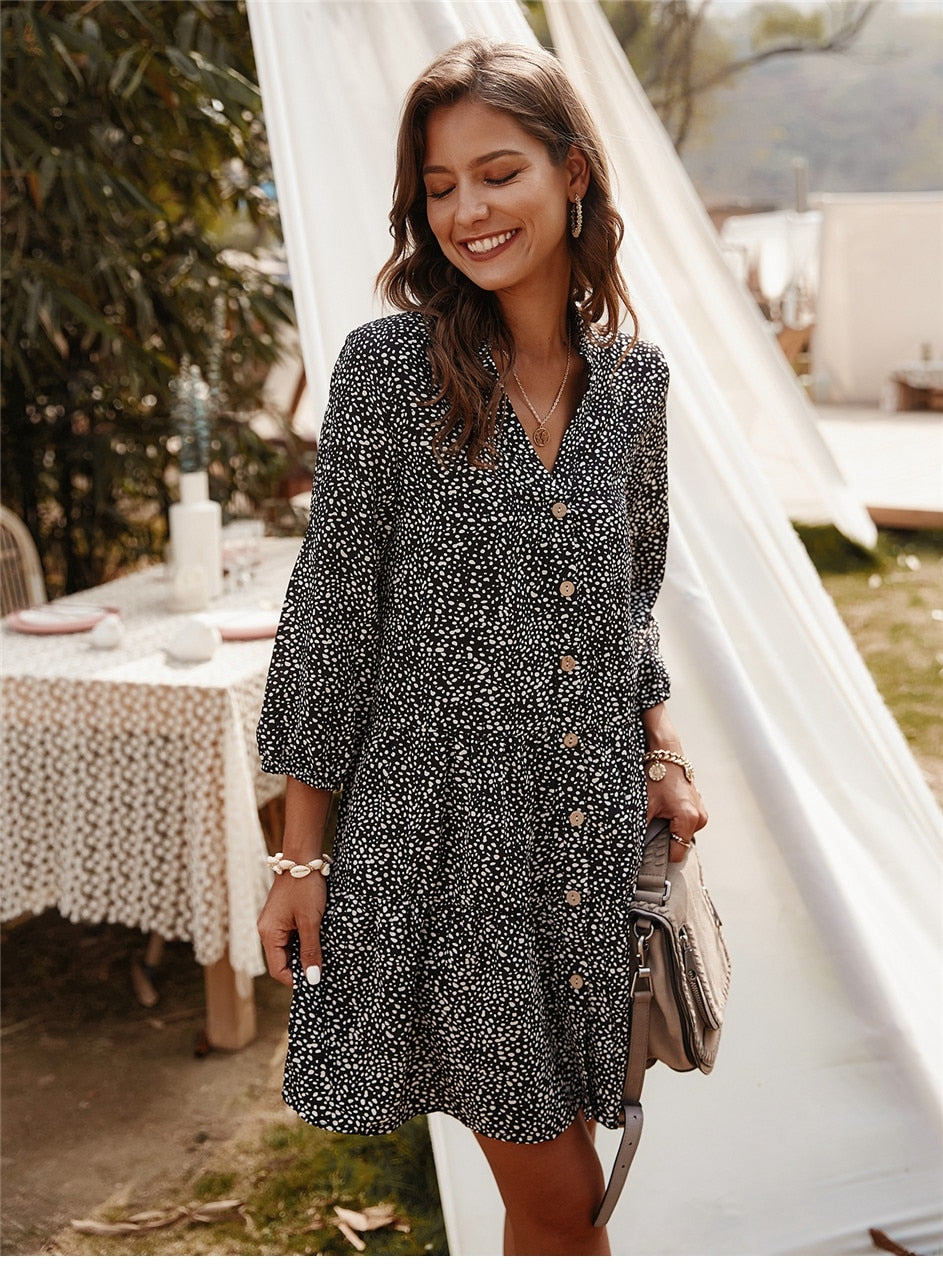 Boho Mini Dress Aria Black
