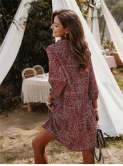 Boho Mini Dress Aria Red Burgundy