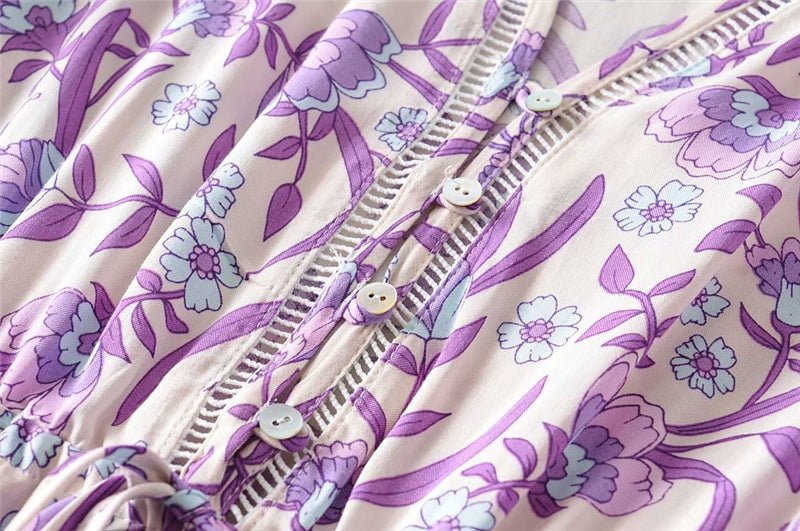Boho Mini Dress Sundress, Purple Lavender