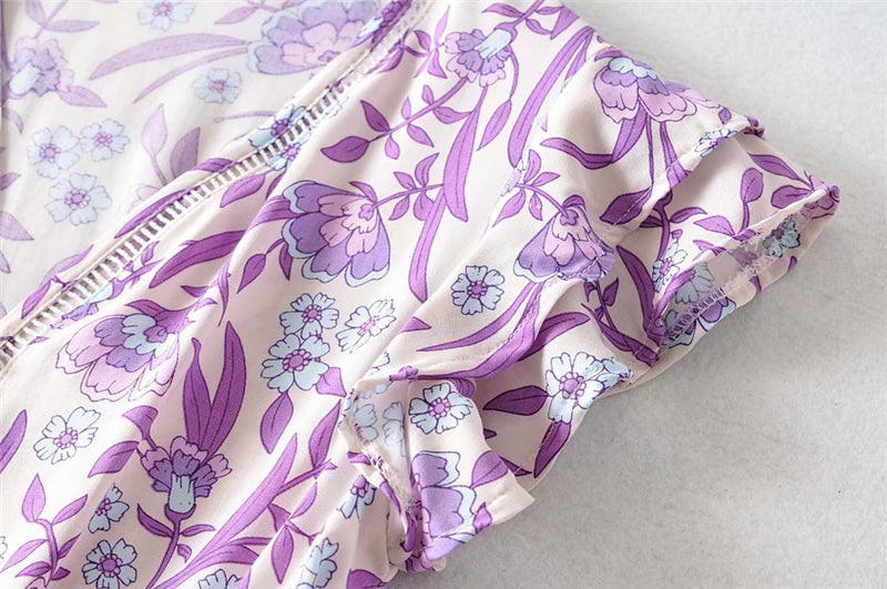 Boho Mini Dress Sundress, Purple Lavender
