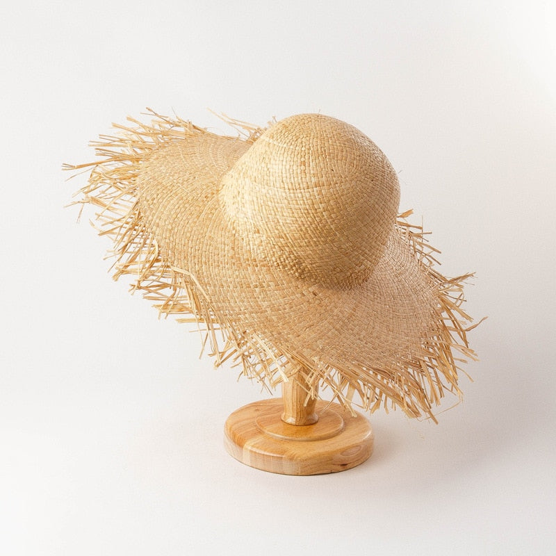 Boho Hat, Sun Hat, Beach Hat, Wide Brim Hat, Straw Hat, Beige Hawai