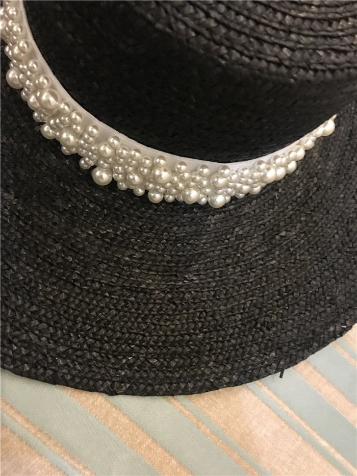Boho Hat, Sun Beach Hat, Straw Bucket Hat, White Peal