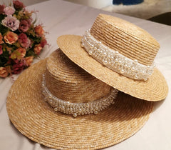 Boho Hat, Sun Beach Hat, Straw Bucket Hat, White Peal
