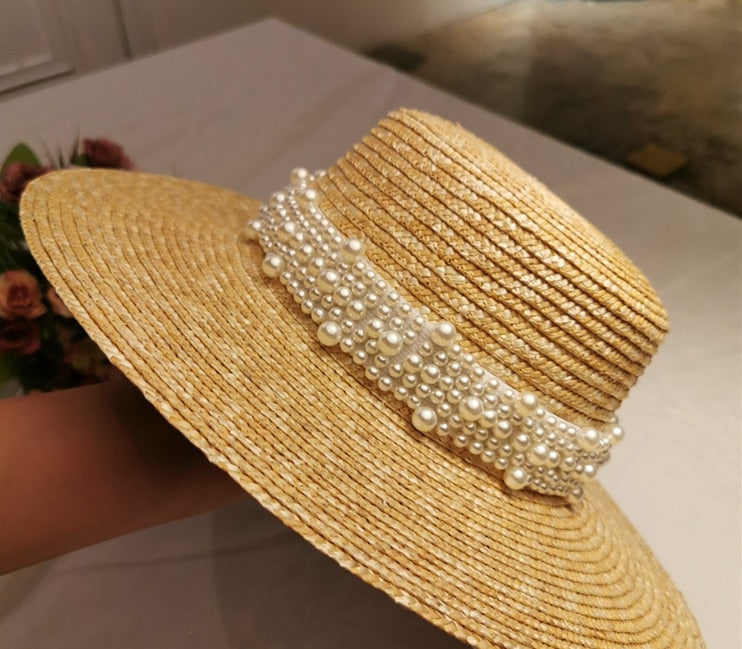Boho Hat, Sun Beach Hat, Straw Bucket Hat, White Peal