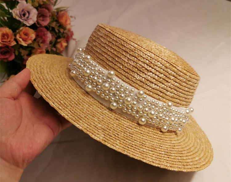 Boho Hat, Sun Beach Hat, Straw Bucket Hat, White Peal