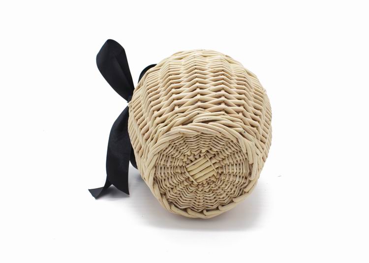 Boho Bag, Tattan Straw Bag, Mini Wicker Basket Bag, White Bow