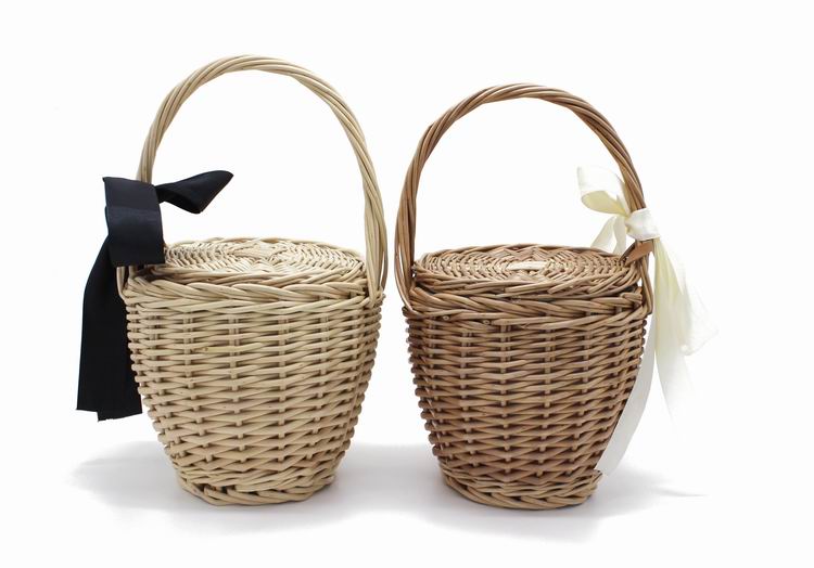 Boho Bag, Tattan Straw Bag, Mini Wicker Basket Bag, White Bow