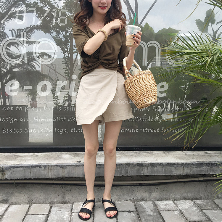 Boho Bag, Woven Straw Bag, Rattan Bag, Mini Wicker Basket Bag, Marry Brown and Beige