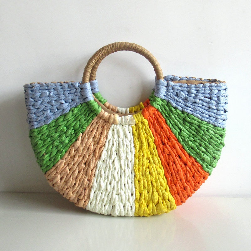 Boho Bag, Woven Rope Handbag, Alba Yellow Blue