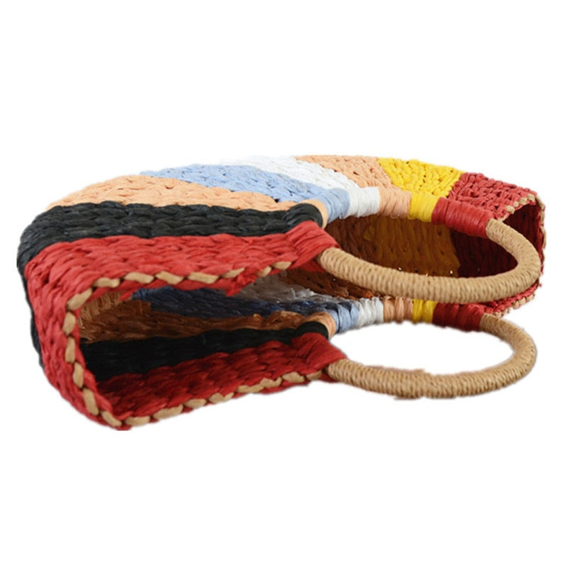 Boho Bag, Woven Rope Handbag, Alba Yellow Blue