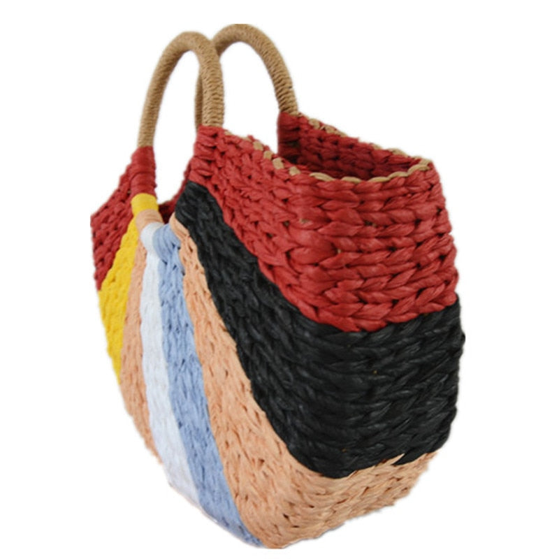 Boho Bag, Woven Rope Handbag, Alba Yellow Blue
