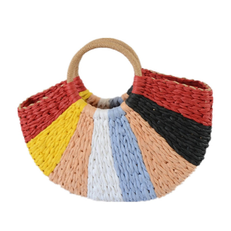 Boho Bag, Woven Rope Handbag, Alba Yellow Blue