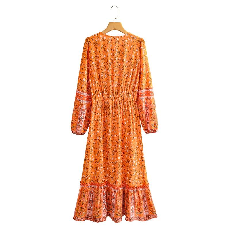 Boho Maxi Dress, Gown, Vacation in Saffron Orange
