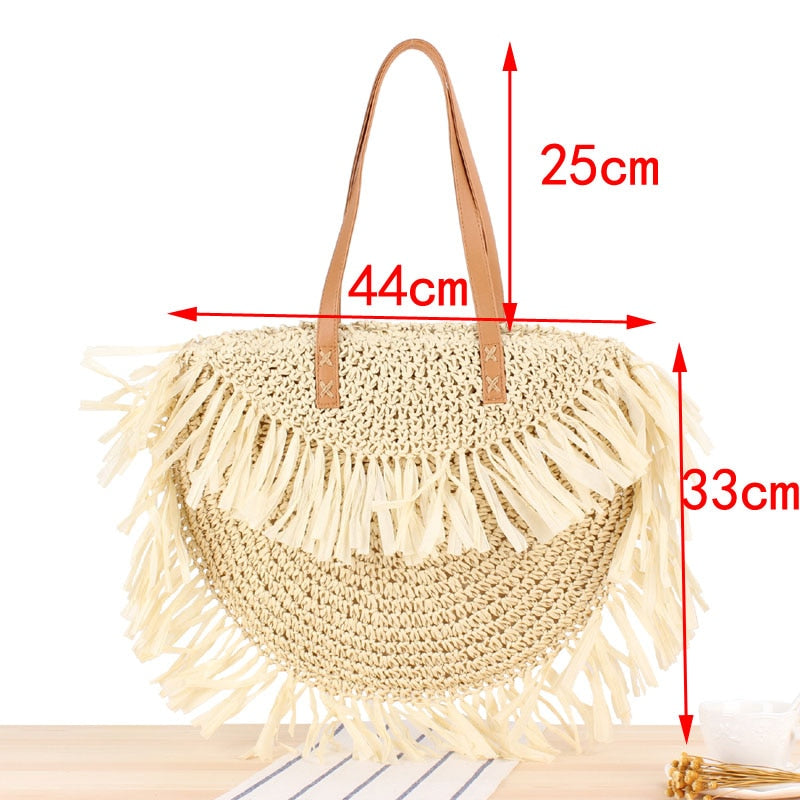 Boho Bag, Woven Straw Handbag, Rosalyn Tote