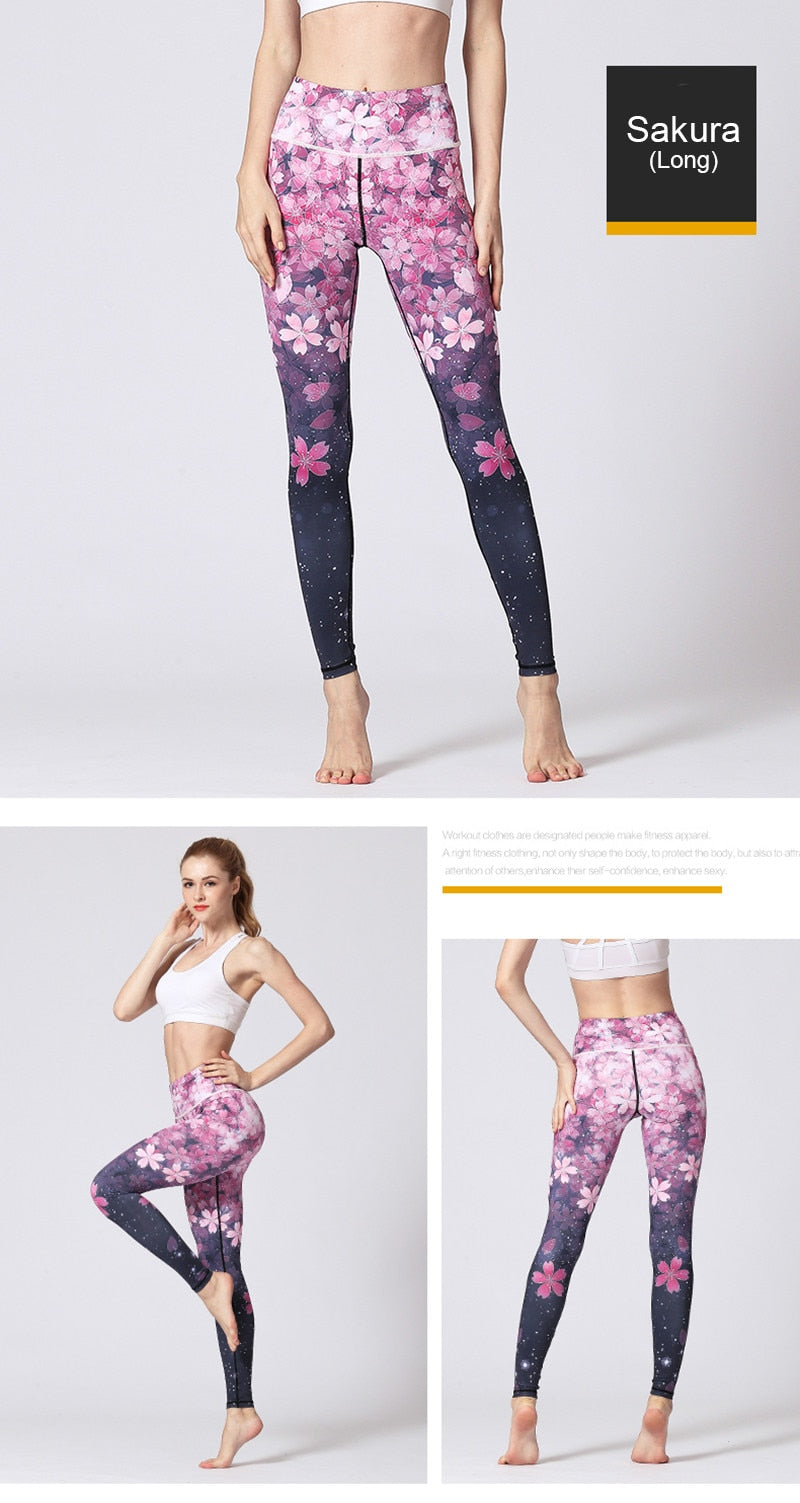 Yoga Legging, Yoga Pants, Boho Legging, Printed Tight, Pink Sakura