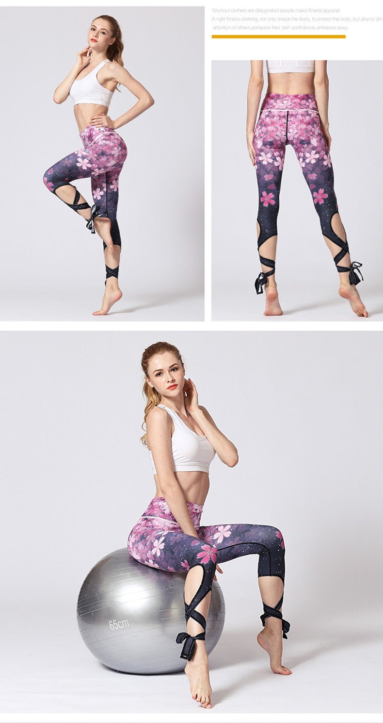 Yoga Legging, Yoga Pants, Boho Legging, Printed Tight, Pink Sakura