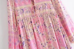 Gown Dress, Boho Maxi Dress, Loose Dress, Pink Spring Rosy