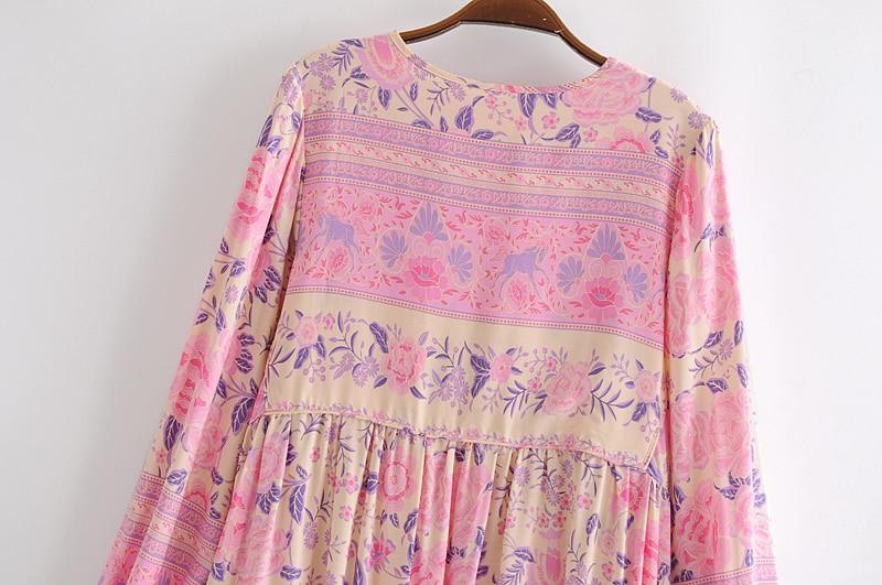 Gown Dress, Boho Maxi Dress, Loose Dress, Pink Spring Rosy