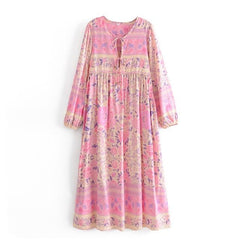 Gown Dress, Boho Maxi Dress, Loose Dress, Pink Spring Rosy
