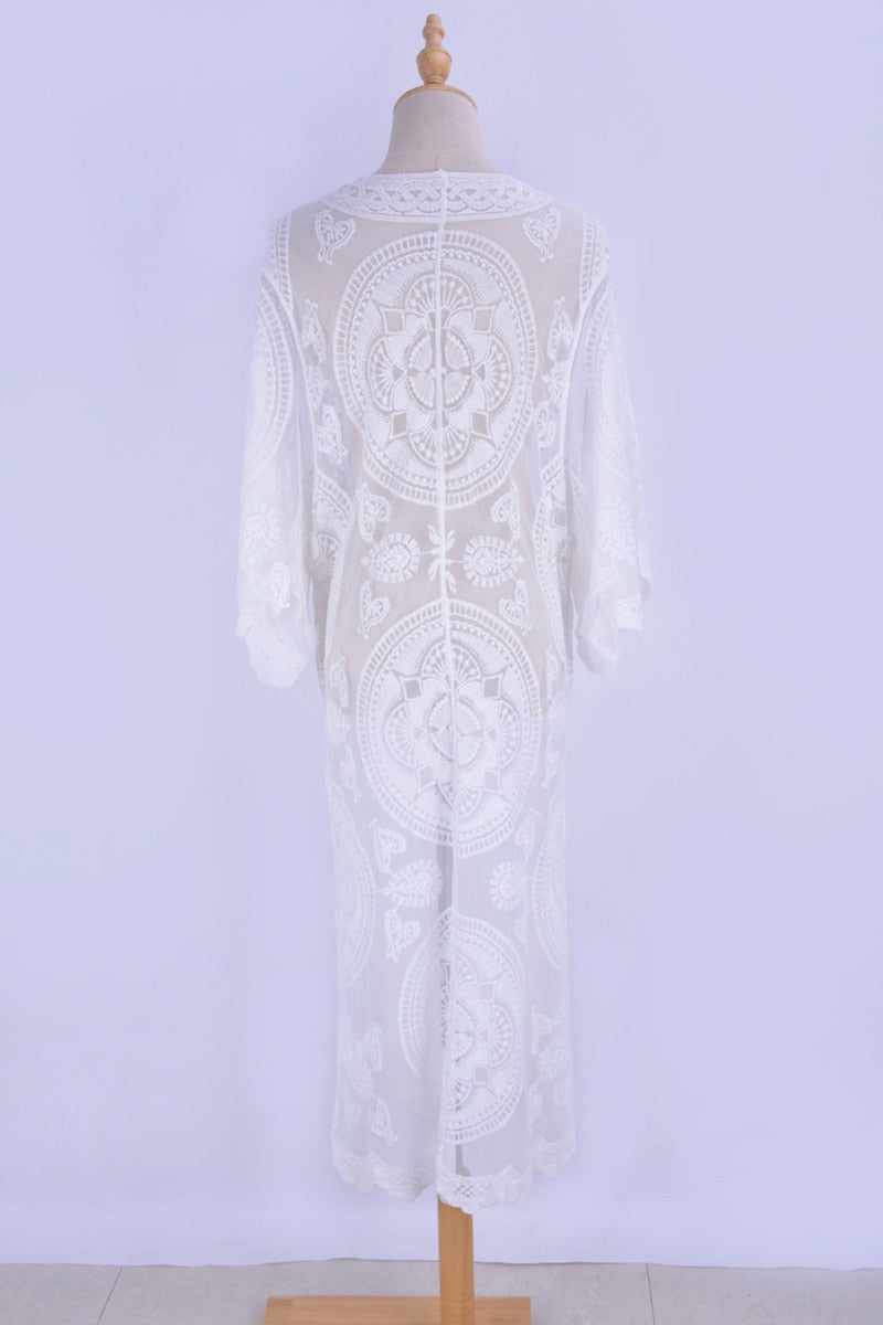 Beach Robe, Cover Up, Catalina White Lace