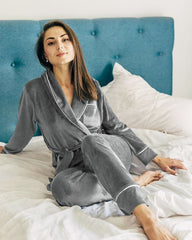 Boho Pajamas, Pajamas Sets for Women, PJ Velvet Denise in Gray and Pink